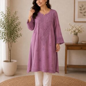 Lavender Lucknowi kurti