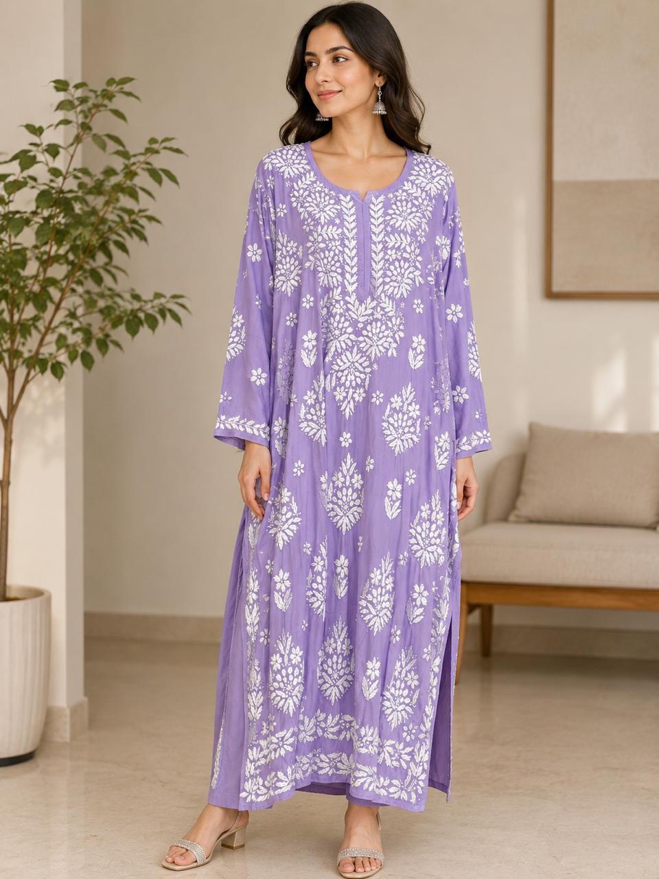 Lavender Lucknowi Kurti