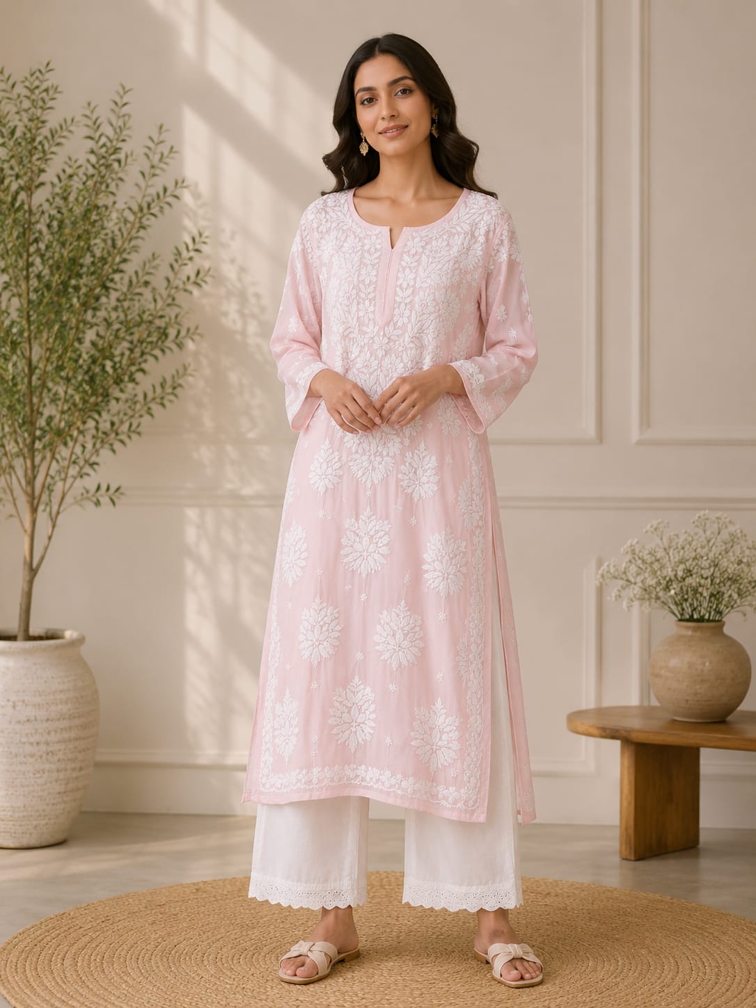 Blush Pink Lucknowi Kurta