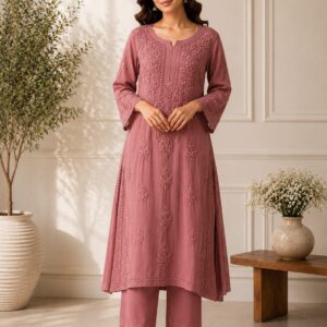 Dusty Rose Lucknowi Kurti