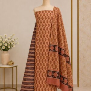 Peach Printed Unstitched Material