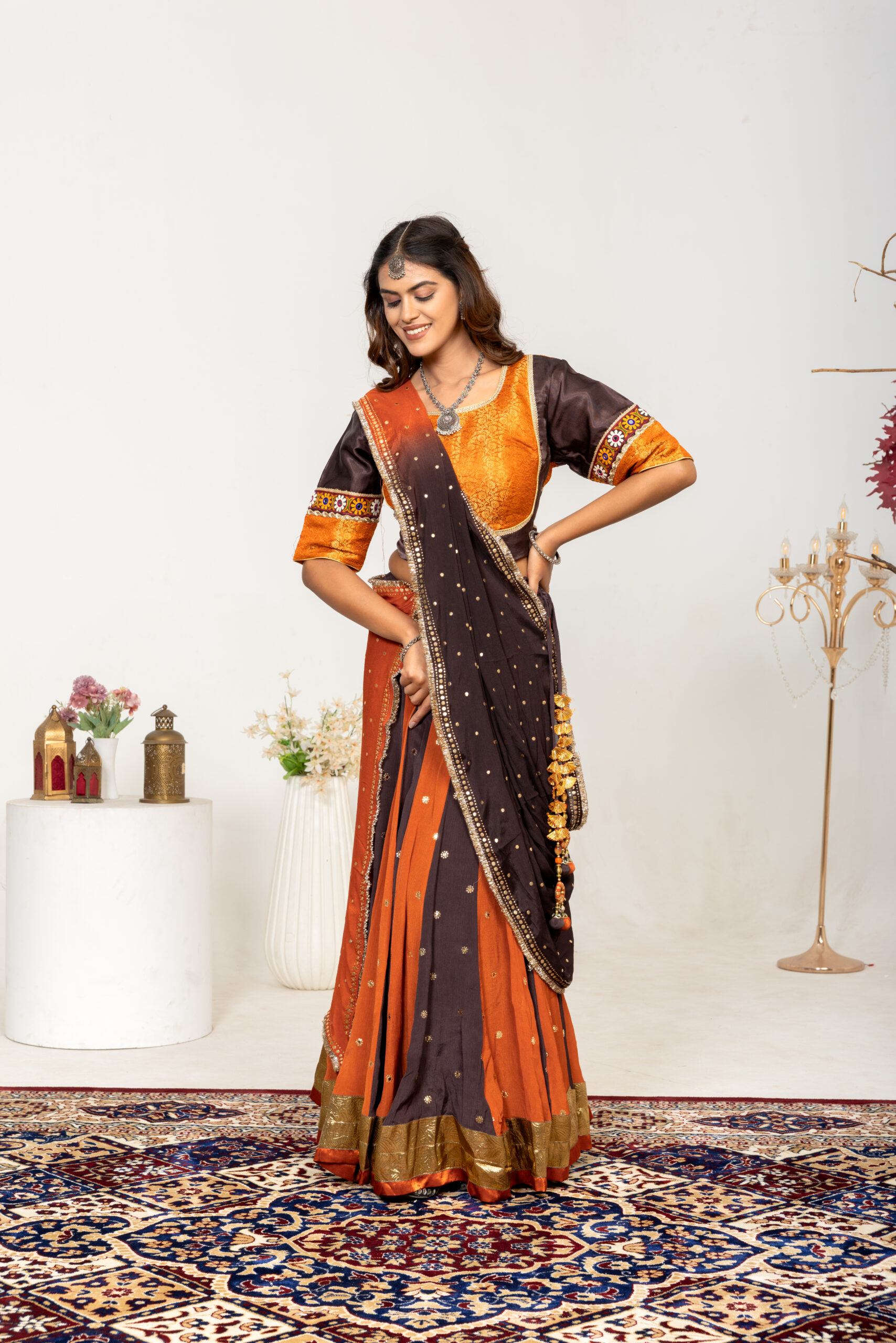 Sangam Rust & Brown Chaniya Choli Set