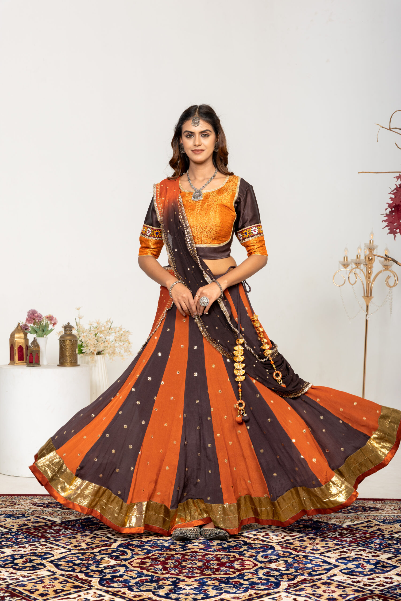 Sangam Rust & Brown Chaniya Choli Set - Image 3