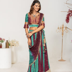 Sangam Teal & Plum Chaniya Choli Set