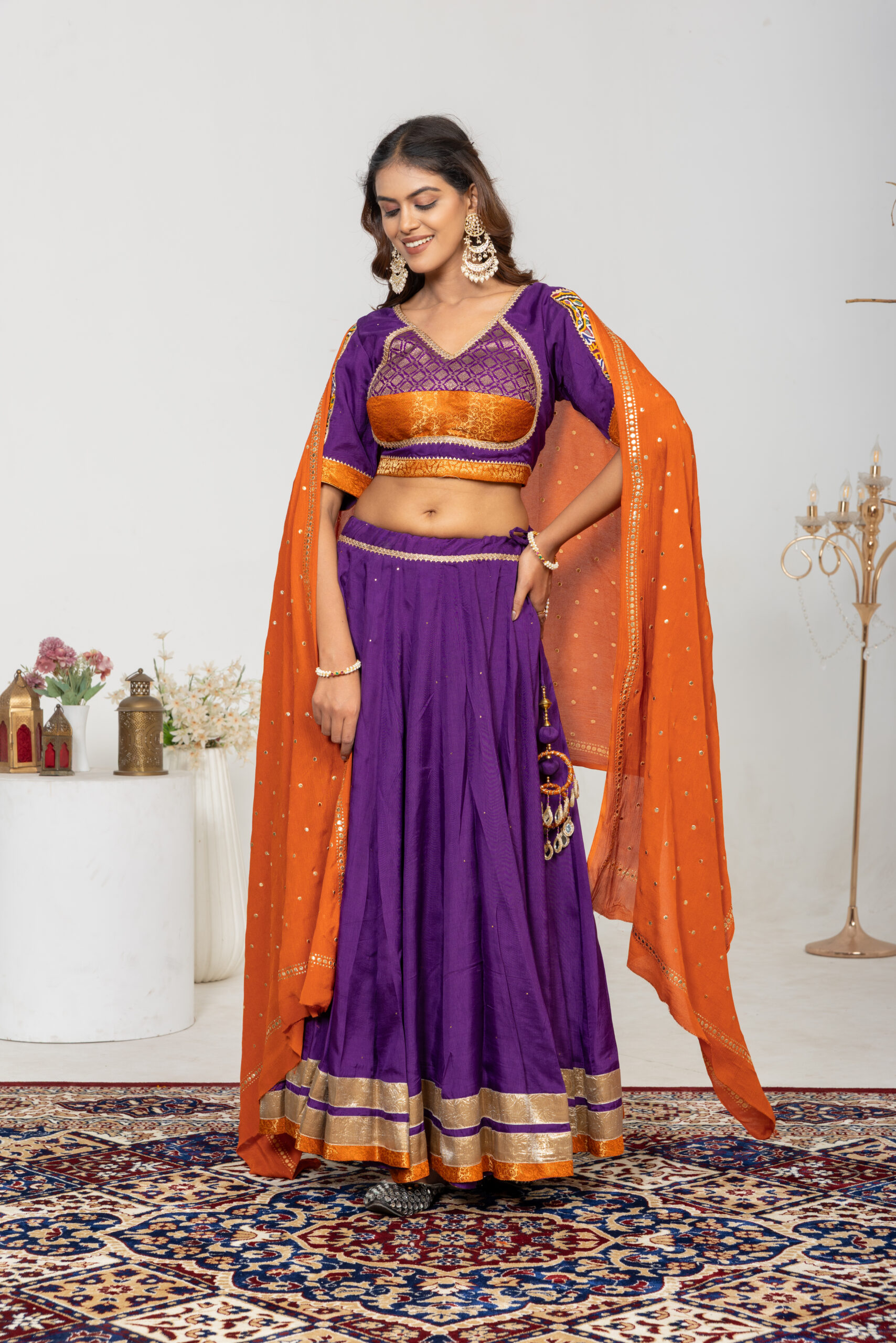 Purple & Orange Chaniya Choli Set