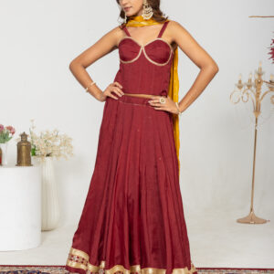 Corset Maroon Chaniya Choli