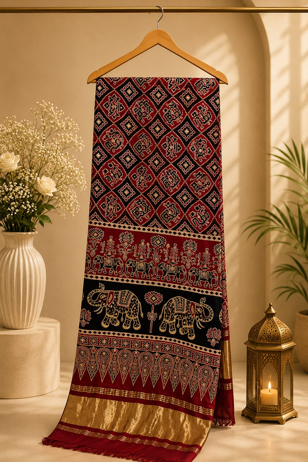 Elephant Print Dupatta