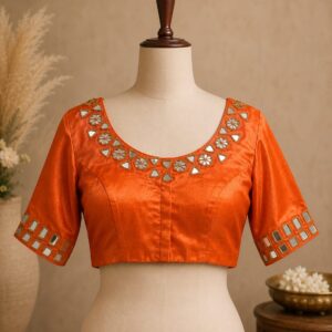 Orange Mirror Work Blouse
