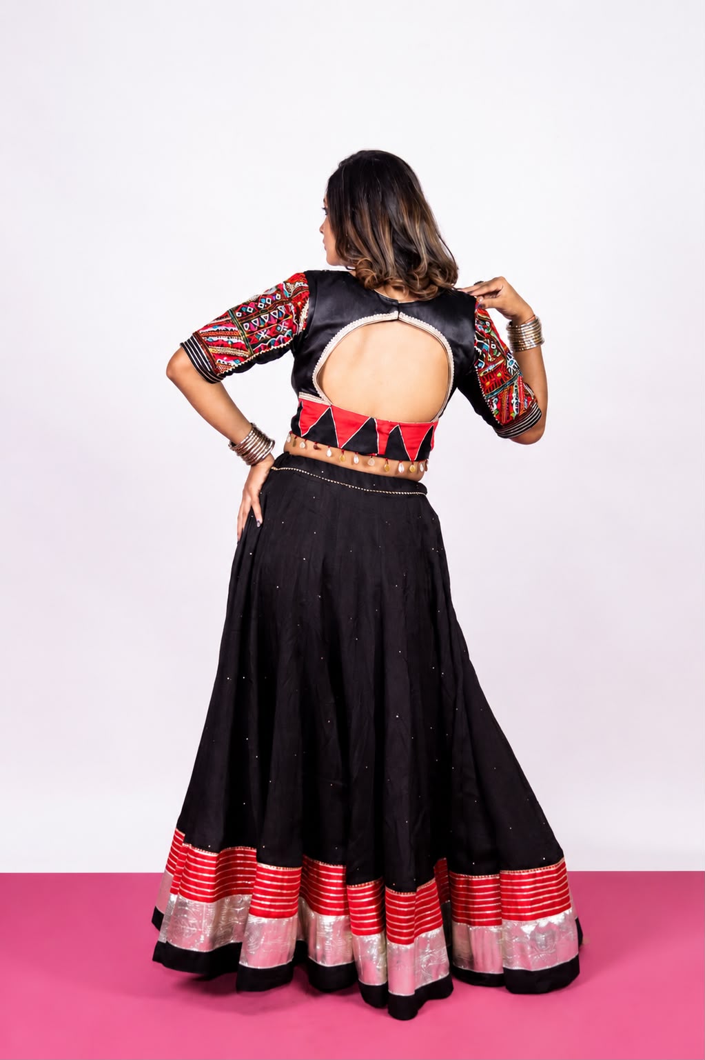 Black & Red Chaniya Choli Set - Image 3