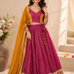 Rust and Musturd Chaniya Choli