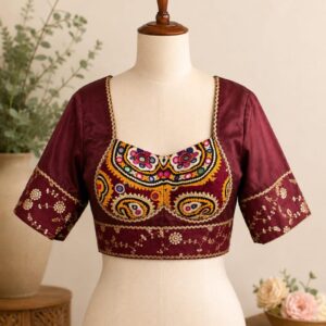 Maroon Kutchi Patch Blouse